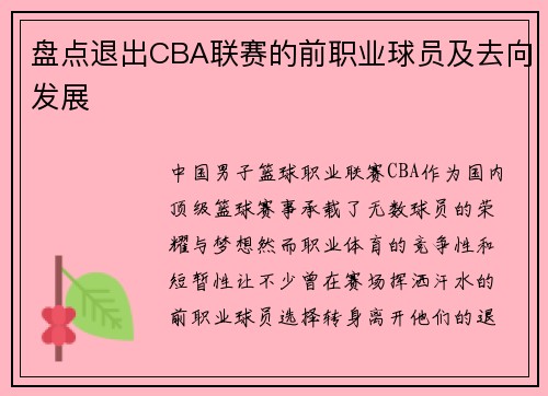 盘点退出CBA联赛的前职业球员及去向发展